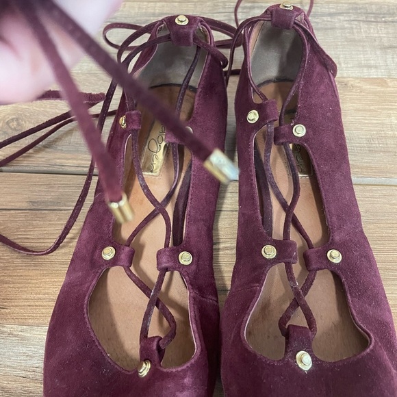 Halogen maroon suede lace up pointy toe ballet flats women’s 8 - Picture 4 of 10